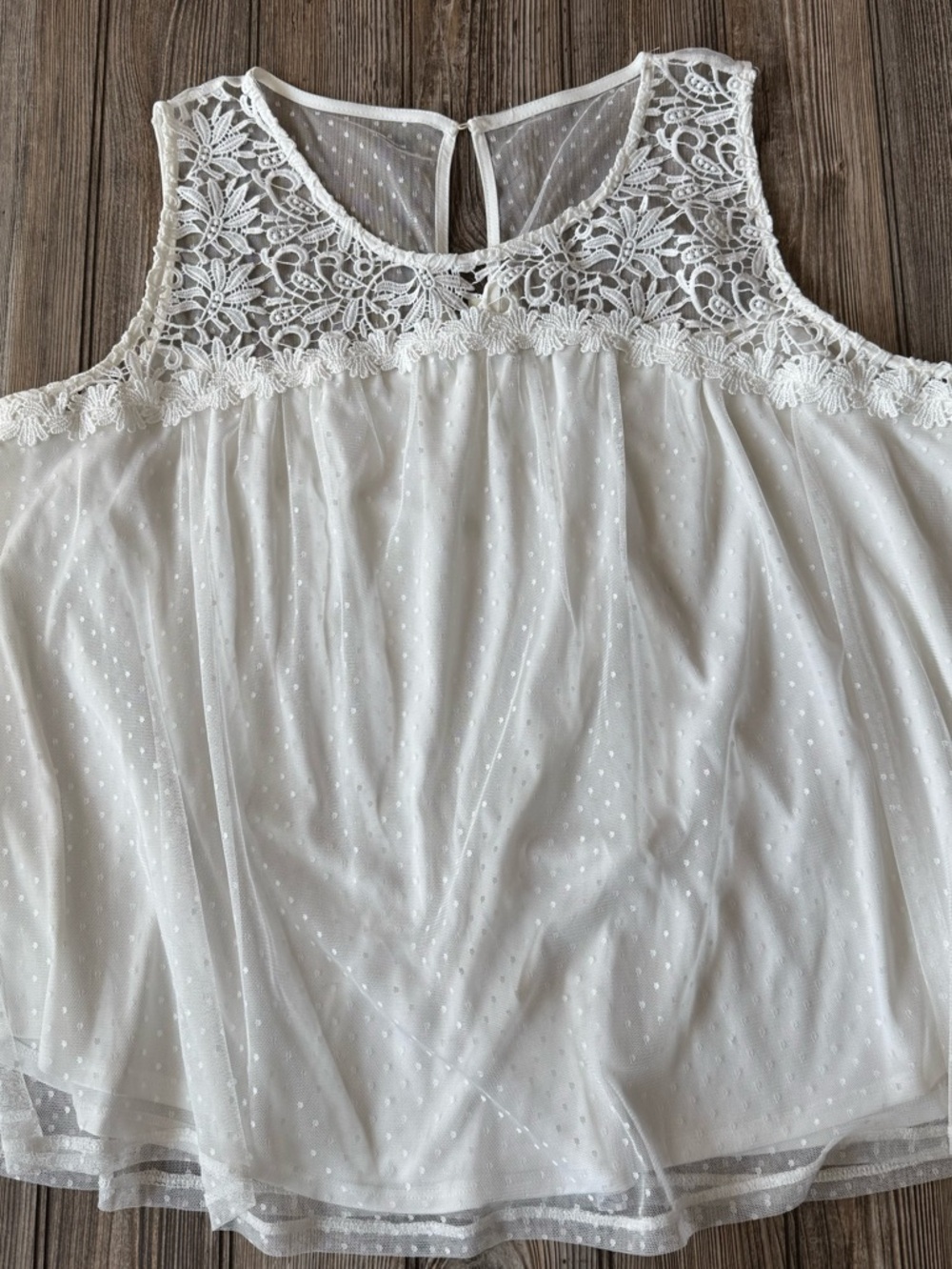 Maurice’s Sheer Lace Yoke Sleeveless Blouse White 3x NEW